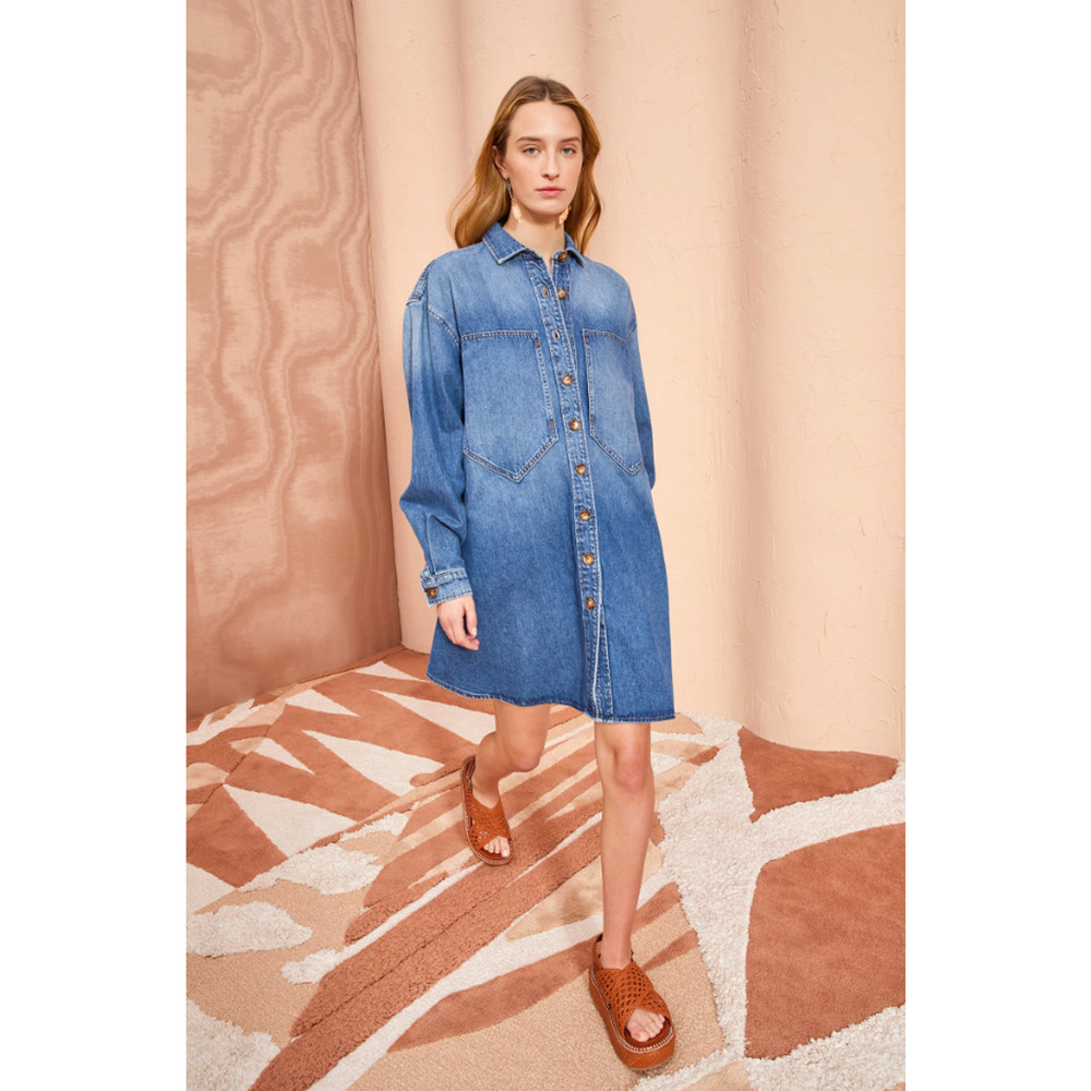 NEW! Ulla Johnson The Valerie Dress Size Medium Indigo Denim $550 msrp G16-7